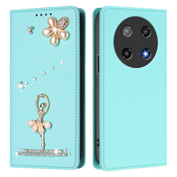 For Coolpad C16 Ballet Girl Diamond Studded RFID Vegan Leather Phone Case