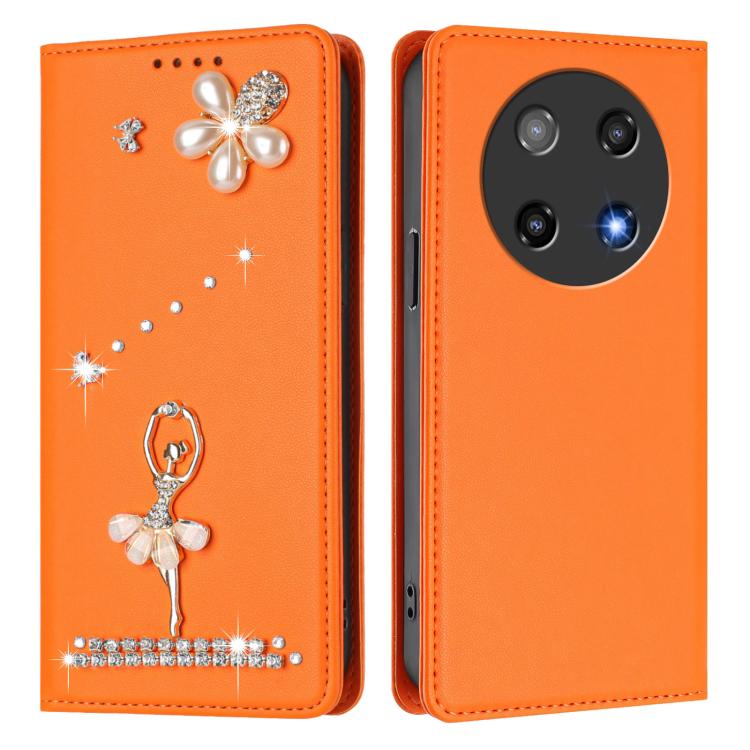 For Coolpad C16 Ballet Girl Diamond Studded RFID Vegan Leather Phone Case