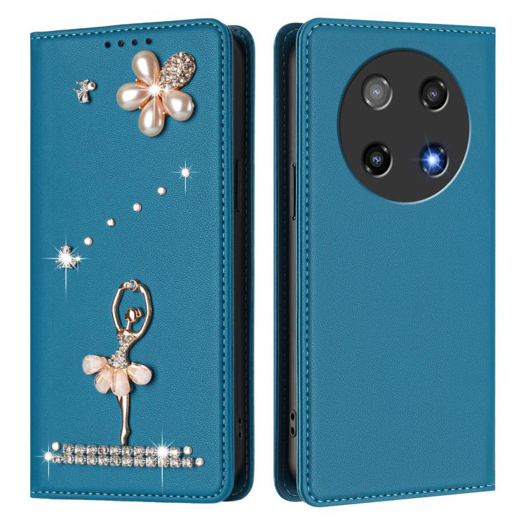 For Coolpad C16 Ballet Girl Diamond Studded RFID Vegan Leather Phone Case