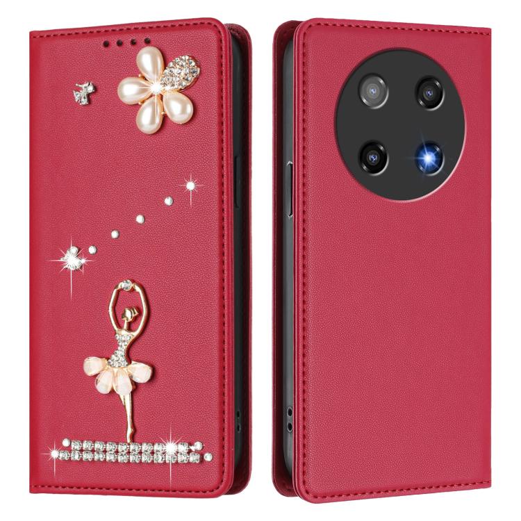 For Coolpad C16 Ballet Girl Diamond Studded RFID Vegan Leather Phone Case