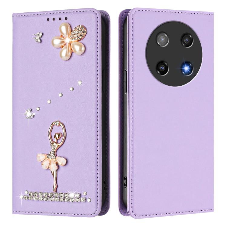 For Coolpad C16 Ballet Girl Diamond Studded RFID Vegan Leather Phone Case