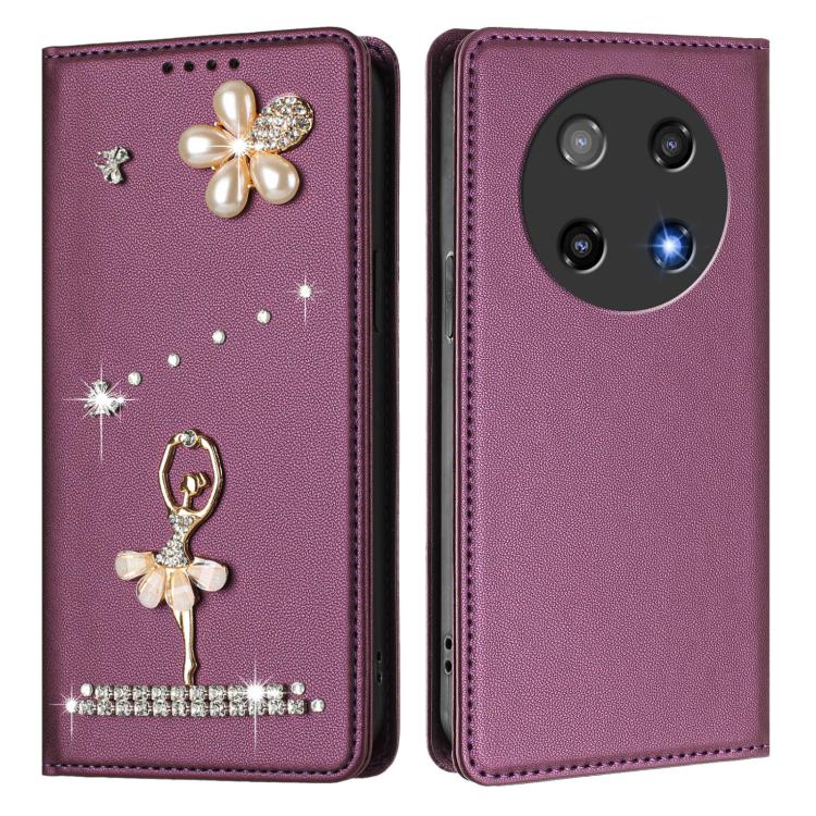 For Coolpad C16 Ballet Girl Diamond Studded RFID Vegan Leather Phone Case