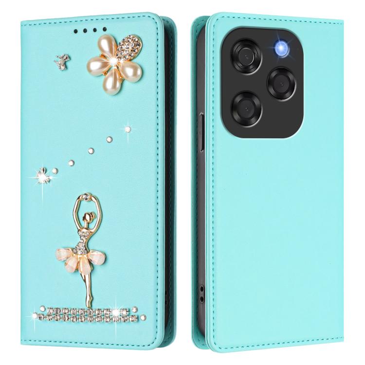 For Coolpad X100 Ballet Girl Diamond Studded RFID Vegan Leather Phone Case