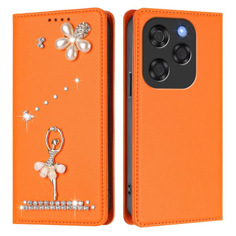 For Coolpad X100 Ballet Girl Diamond Studded RFID Vegan Leather Phone Case