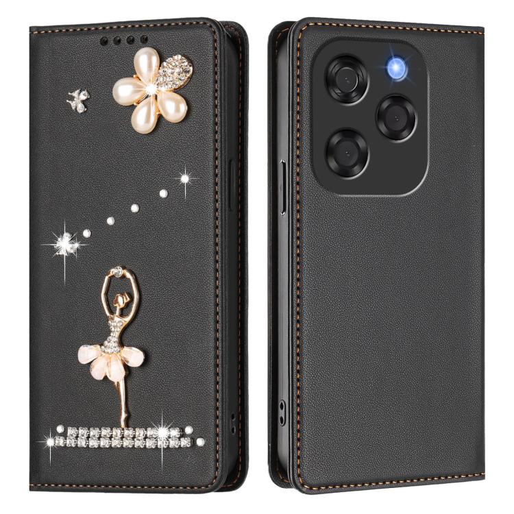 For Coolpad X100 Ballet Girl Diamond Studded RFID Vegan Leather Phone Case