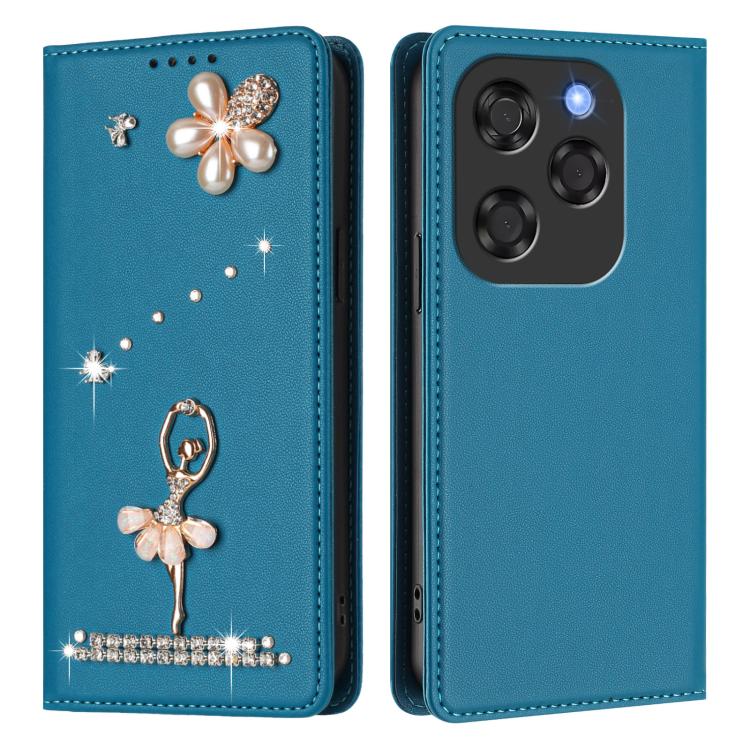 For Coolpad X100 Ballet Girl Diamond Studded RFID Vegan Leather Phone Case