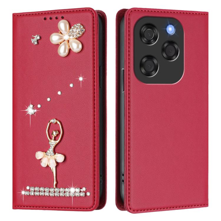 For Coolpad X100 Ballet Girl Diamond Studded RFID Vegan Leather Phone Case