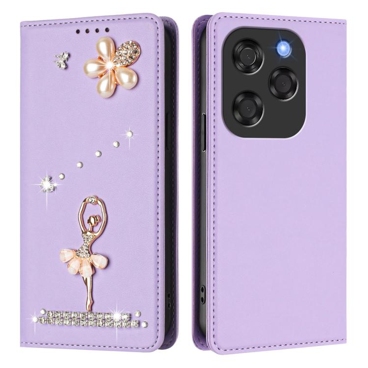 For Coolpad X100 Ballet Girl Diamond Studded RFID Vegan Leather Phone Case