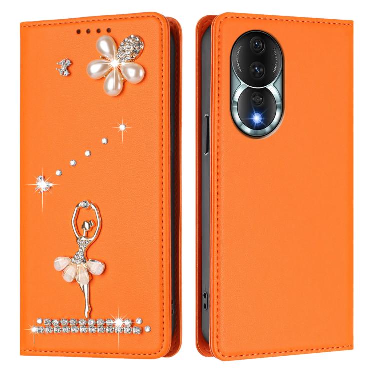 For Honor 80 5G Ballet Girl Diamond Studded RFID Vegan Leather Phone Case