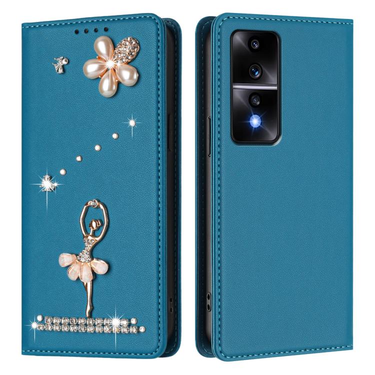 For Honor 80 GT 5G Ballet Girl Diamond Studded RFID Vegan Leather Phone Case