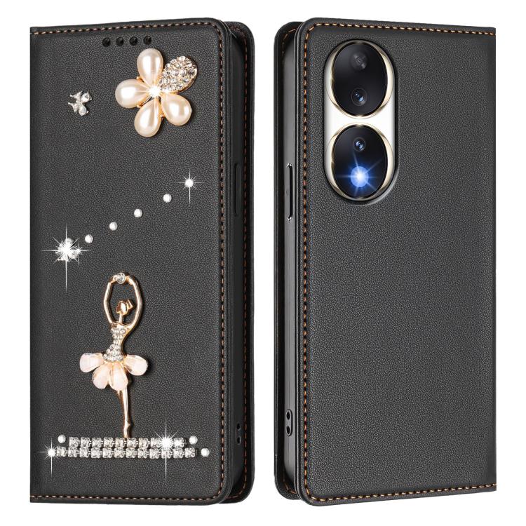 For Honor 90 5G Ballet Girl Diamond Studded RFID Vegan Leather Phone Case