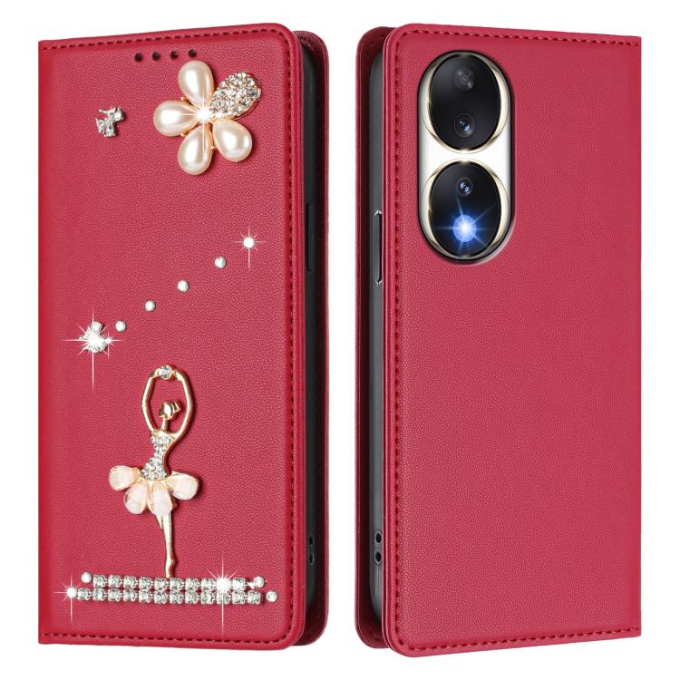 For Honor 90 5G Ballet Girl Diamond Studded RFID Vegan Leather Phone Case