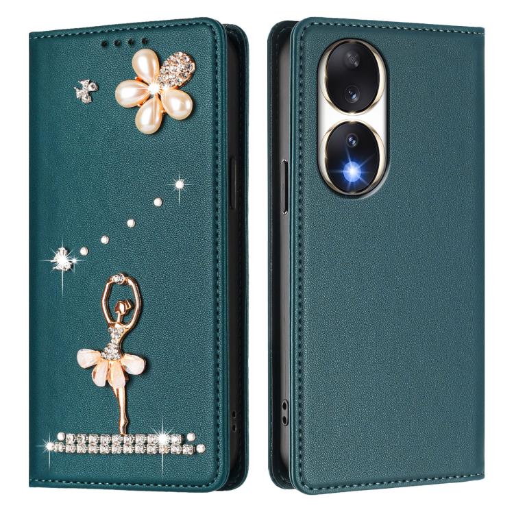 For Honor 90 5G Ballet Girl Diamond Studded RFID Vegan Leather Phone Case