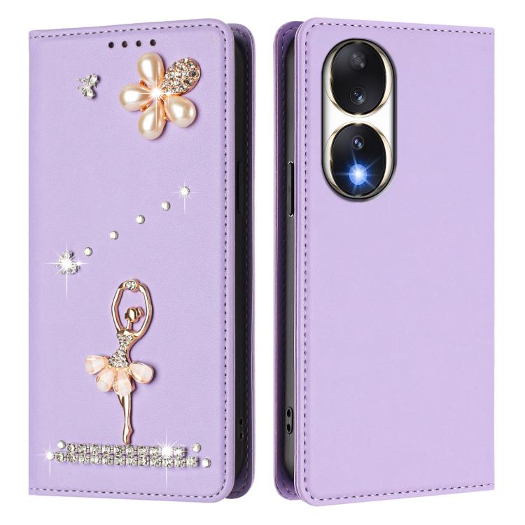 For Honor 90 5G Ballet Girl Diamond Studded RFID Vegan Leather Phone Case