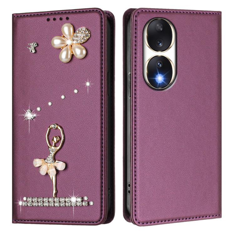 For Honor 90 5G Ballet Girl Diamond Studded RFID Vegan Leather Phone Case
