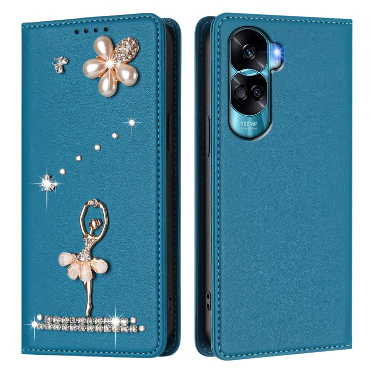 For Honor 90 Lite 5G / X50i 5G Ballet Girl Diamond Studded RFID Vegan Leather Phone Case