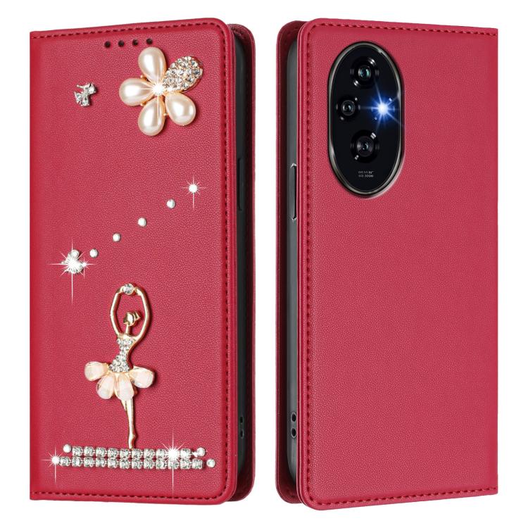 For Honor 200 5G Global Ballet Girl Diamond Studded RFID Vegan Leather Phone Case