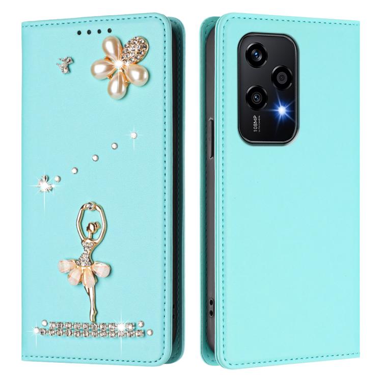 For Honor 200 Lite 5G Global Ballet Girl Diamond Studded RFID Vegan Leather Phone Case
