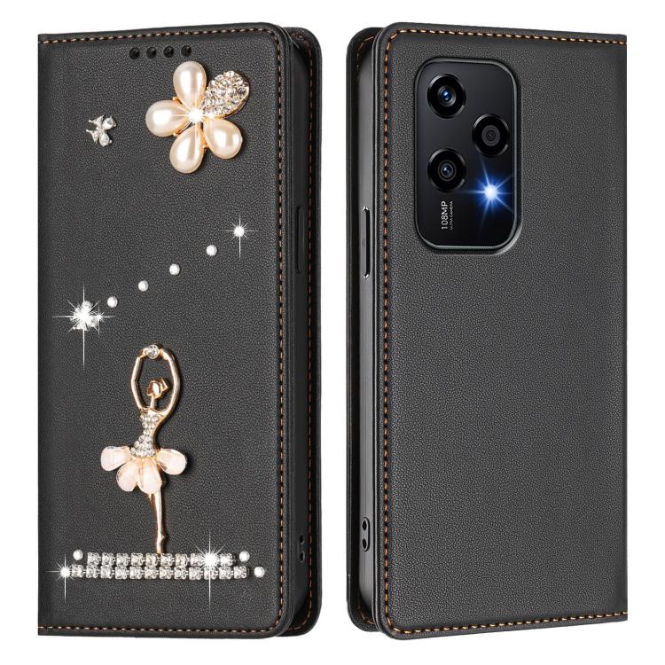 For Honor 200 Lite 5G Global Ballet Girl Diamond Studded RFID Vegan Leather Phone Case