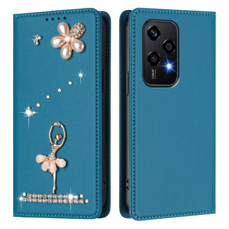 For Honor 200 Lite 5G Global Ballet Girl Diamond Studded RFID Vegan Leather Phone Case