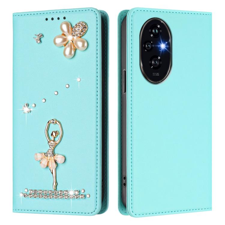 For Honor 200 Pro 5G Global Ballet Girl Diamond Studded RFID Vegan Leather Phone Case
