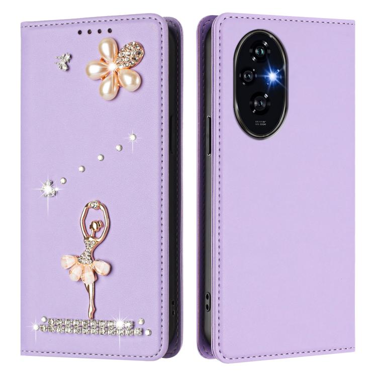For Honor 200 Pro 5G Global Ballet Girl Diamond Studded RFID Vegan Leather Phone Case
