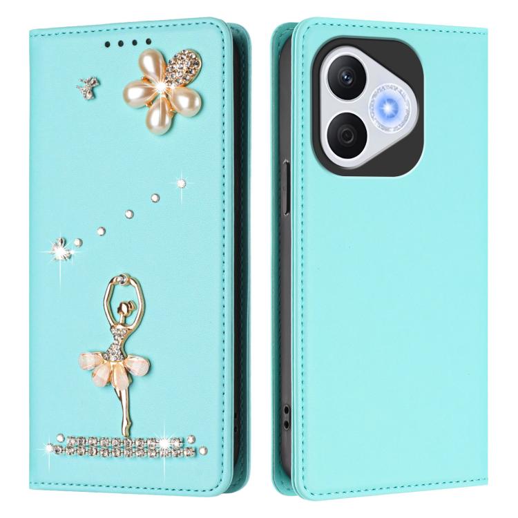 For Honor 400 Lite 5G Global Ballet Girl Diamond Studded RFID Vegan Leather Phone Case