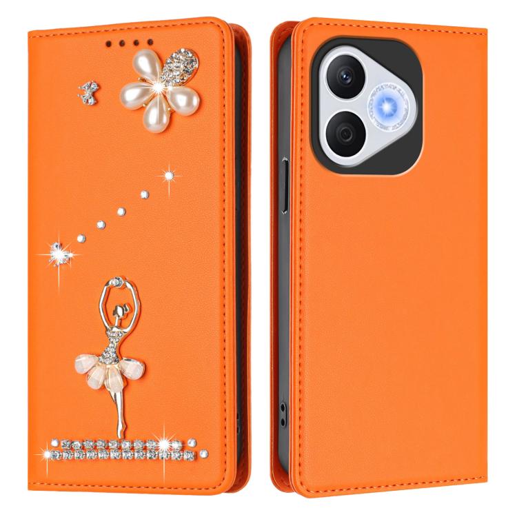 For Honor 400 Lite 5G Global Ballet Girl Diamond Studded RFID Vegan Leather Phone Case