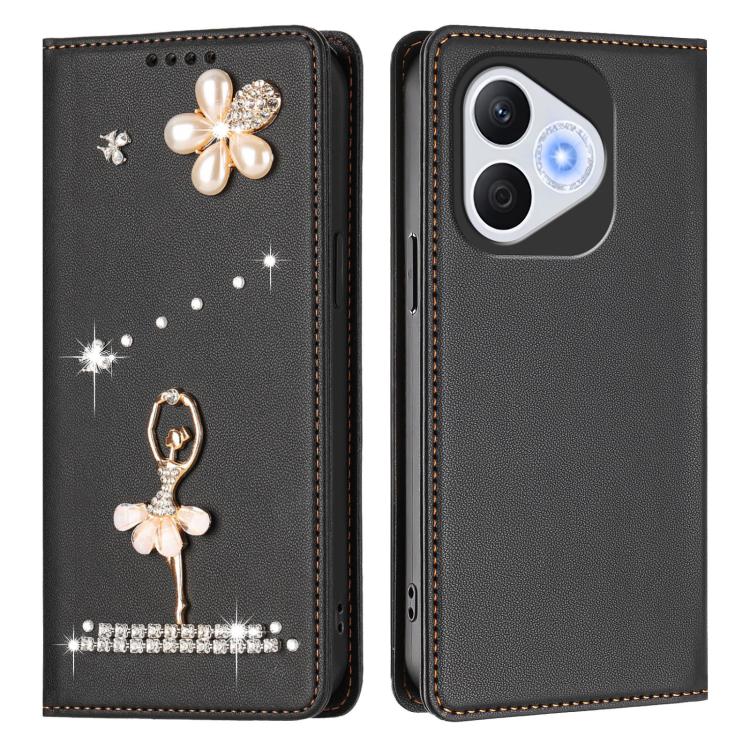 For Honor 400 Lite 5G Global Ballet Girl Diamond Studded RFID Vegan Leather Phone Case