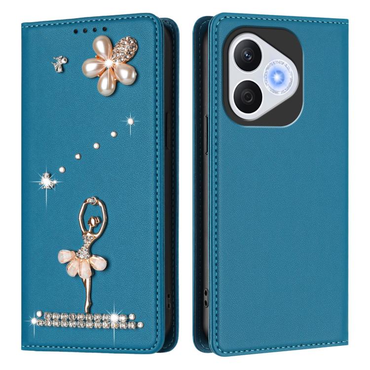 For Honor 400 Lite 5G Global Ballet Girl Diamond Studded RFID Vegan Leather Phone Case