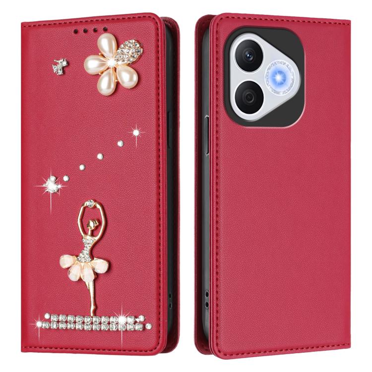 For Honor 400 Lite 5G Global Ballet Girl Diamond Studded RFID Vegan Leather Phone Case