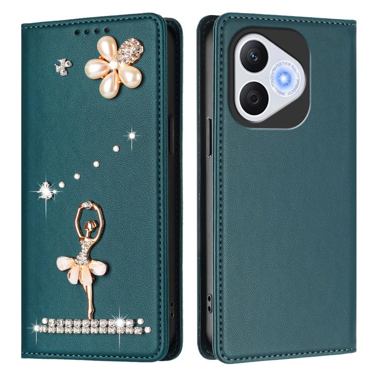For Honor 400 Lite 5G Global Ballet Girl Diamond Studded RFID Vegan Leather Phone Case