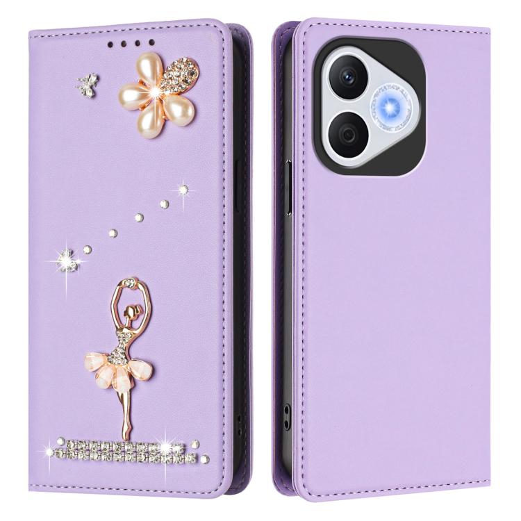 For Honor 400 Lite 5G Global Ballet Girl Diamond Studded RFID Vegan Leather Phone Case