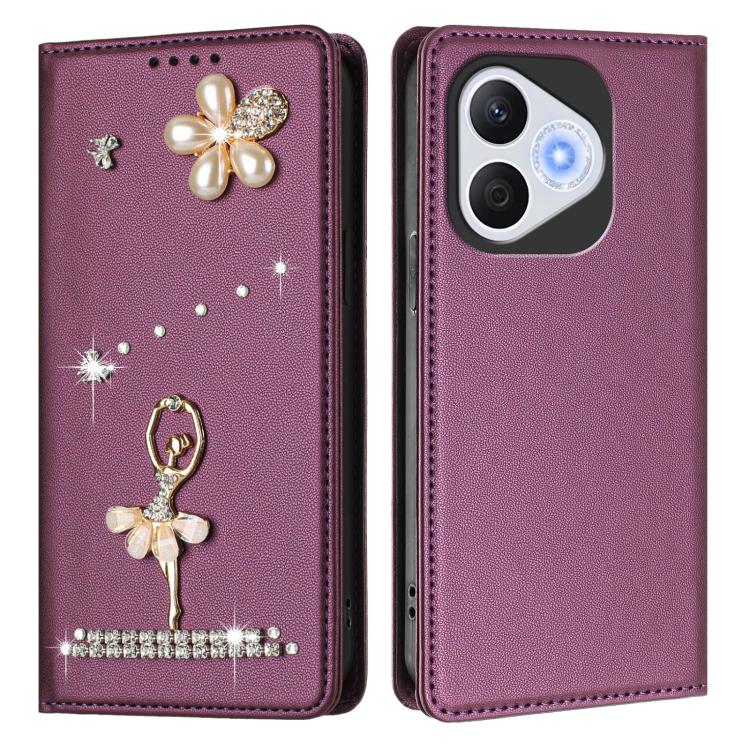 For Honor 400 Lite 5G Global Ballet Girl Diamond Studded RFID Vegan Leather Phone Case
