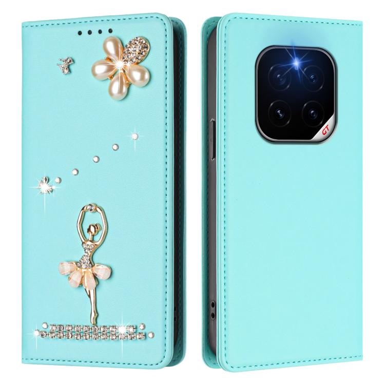 For Honor GT Pro 5G Ballet Girl Diamond Studded RFID Vegan Leather Phone Case