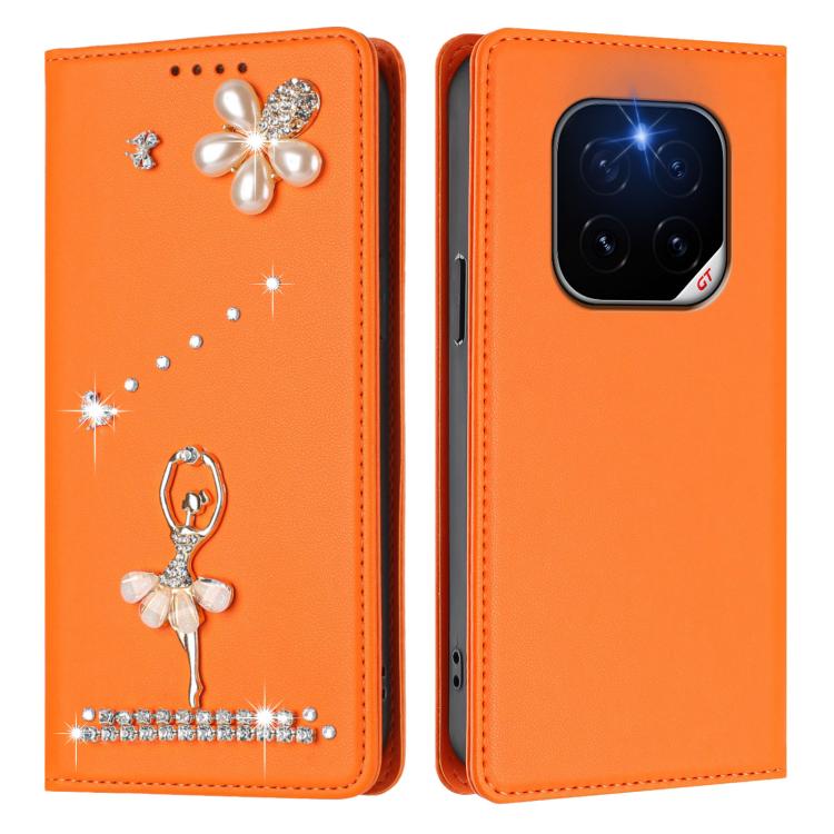 For Honor GT Pro 5G Ballet Girl Diamond Studded RFID Vegan Leather Phone Case