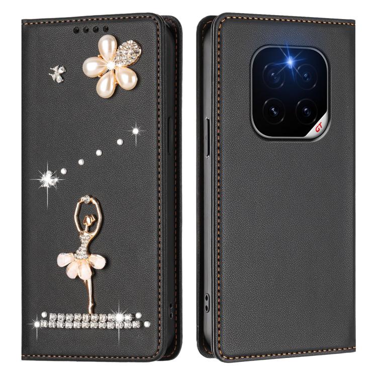 For Honor GT Pro 5G Ballet Girl Diamond Studded RFID Vegan Leather Phone Case