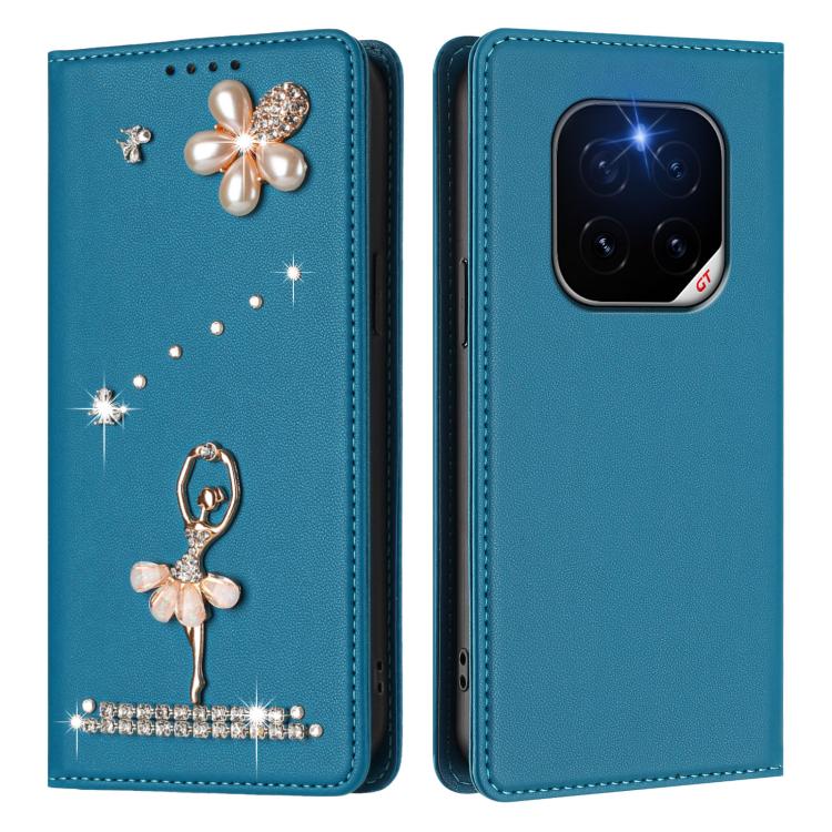 For Honor GT Pro 5G Ballet Girl Diamond Studded RFID Vegan Leather Phone Case