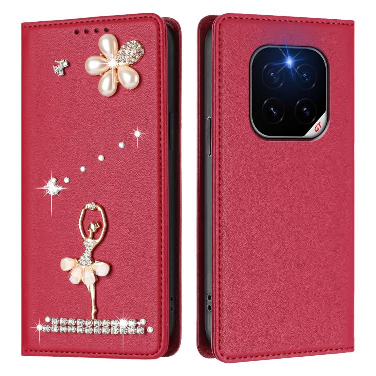 For Honor GT Pro 5G Ballet Girl Diamond Studded RFID Vegan Leather Phone Case