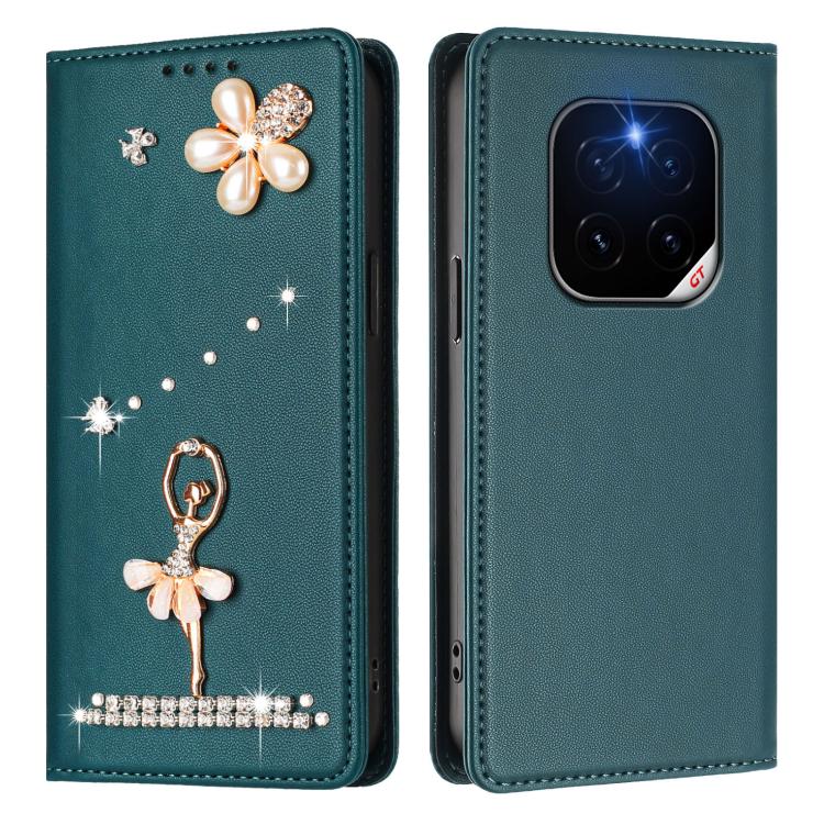 For Honor GT Pro 5G Ballet Girl Diamond Studded RFID Vegan Leather Phone Case