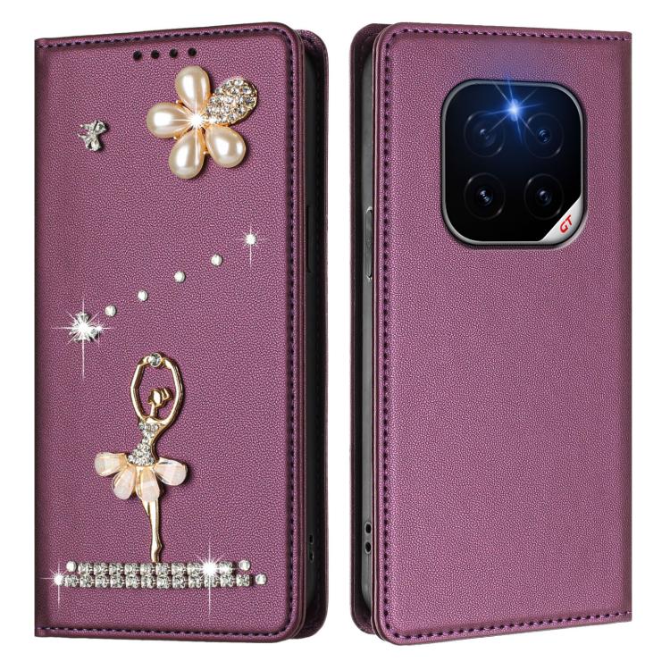For Honor GT Pro 5G Ballet Girl Diamond Studded RFID Vegan Leather Phone Case