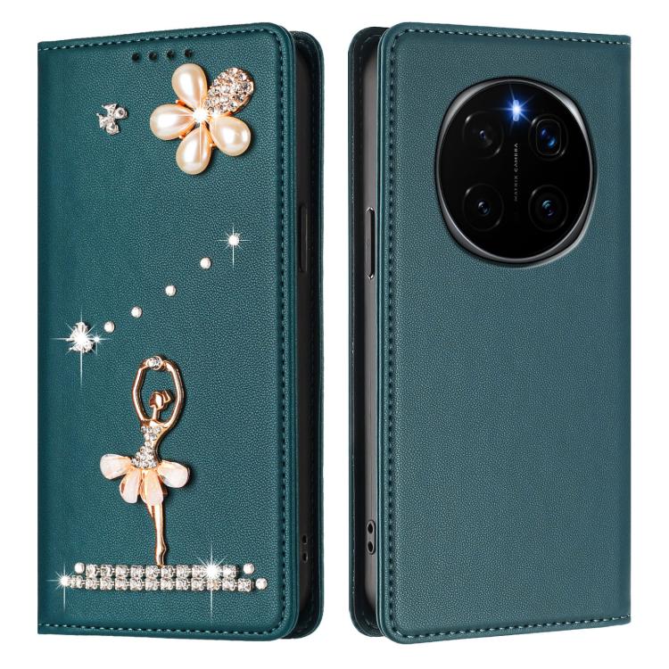 For Honor Magic7 Pro 5G Ballet Girl Diamond Studded RFID Vegan Leather Phone Case
