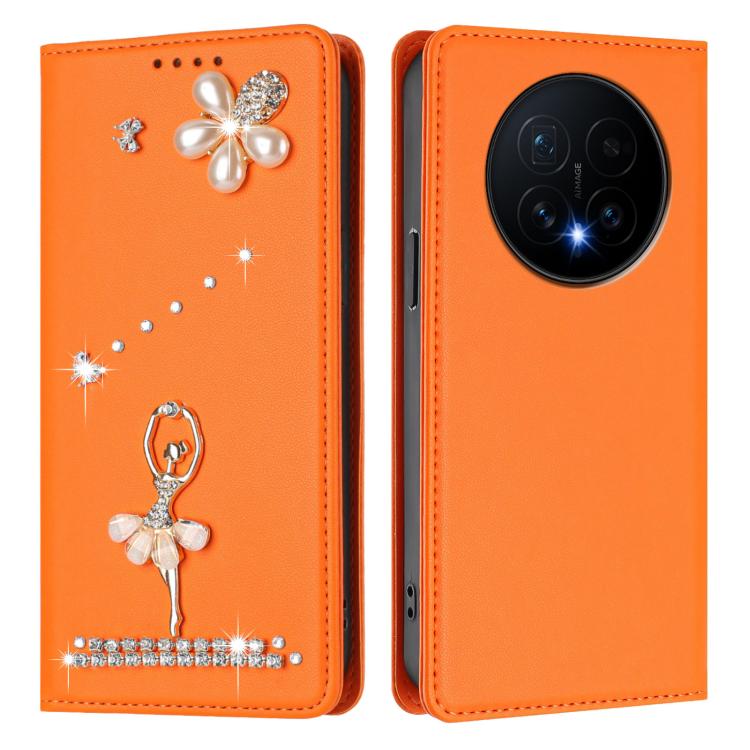 For Honor Magic8 5G Ballet Girl Diamond Studded RFID Vegan Leather Phone Case