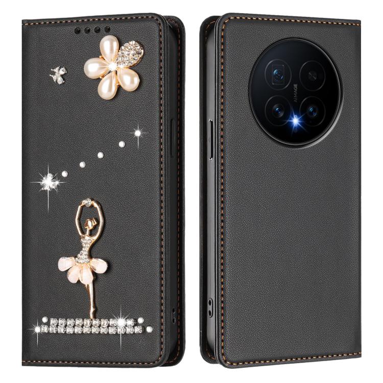 For Honor Magic8 5G Ballet Girl Diamond Studded RFID Vegan Leather Phone Case