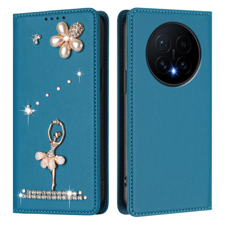 For Honor Magic8 5G Ballet Girl Diamond Studded RFID Vegan Leather Phone Case