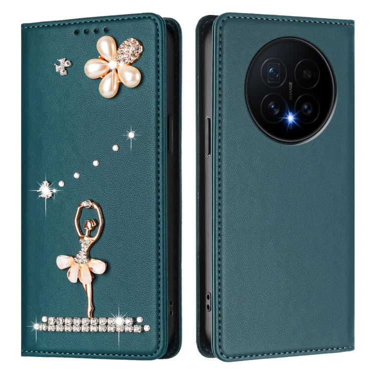 For Honor Magic8 5G Ballet Girl Diamond Studded RFID Vegan Leather Phone Case