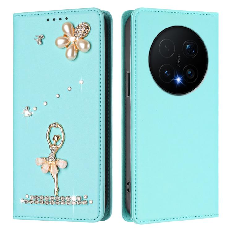 For Honor Magic8 Pro 5G Ballet Girl Diamond Studded RFID Vegan Leather Phone Case
