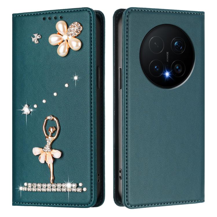 For Honor Magic8 Pro 5G Ballet Girl Diamond Studded RFID Vegan Leather Phone Case