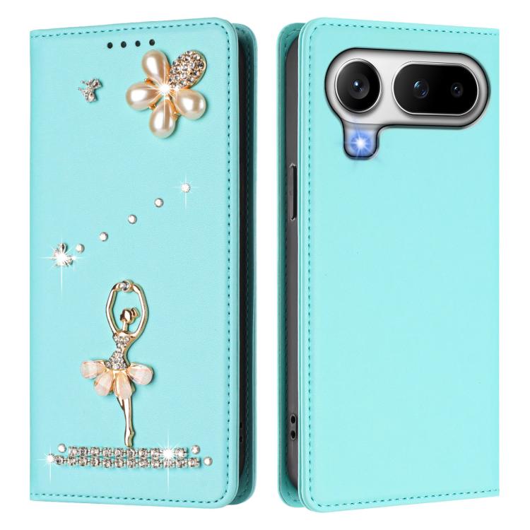 For Honor Magic8 Pro Air 5G Ballet Girl Diamond Studded RFID Vegan Leather Phone Case