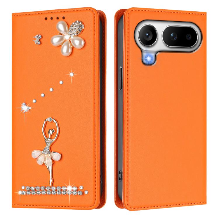 For Honor Magic8 Pro Air 5G Ballet Girl Diamond Studded RFID Vegan Leather Phone Case